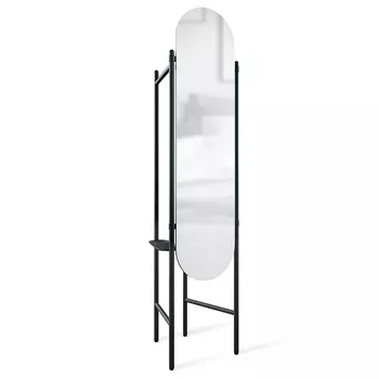 Напольное зеркало с вешалками vala (umbra) черный 122x155x13 см.