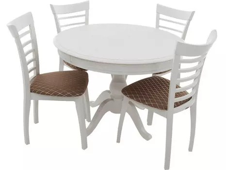 Обеденная группа стол и 4 стула (древпром) белый 75 см.