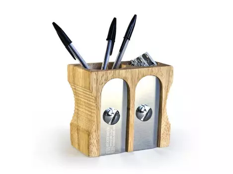 Органайзер для рабочего стола double sharpener (suck uk) бежевый 8x12x12 см.