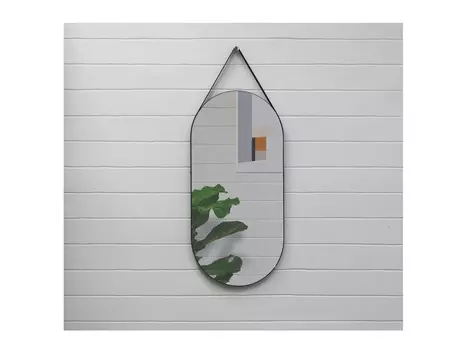 Овальное зеркало на ремне banska gralta (banska) черный 40x83x3 см.