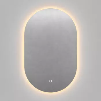 Овальное зеркало с тёплой подсветкой nolvis nf led s с сенсорным включателем (genglass) серый 50x80x2 см.
