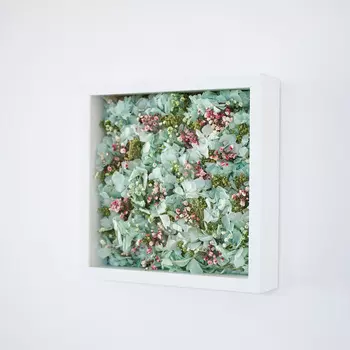 Панно с гортензией и гипсофилой (wowbotanica) белый 25x25 см.