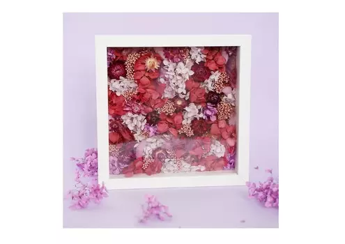 Панно с гортензией и лагурусом (wowbotanica) розовый 23x23 см.