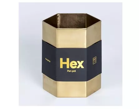 Подставка для ручек hex (doiy) золотой 7x10x6 см.