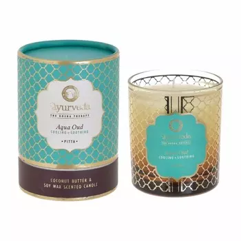 Подсвечник со свечой aqua oud (to4rooms) бирюзовый 11 см.