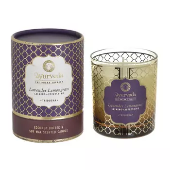 Подсвечник со свечой lavender&amp;lemongrass (to4rooms) фиолетовый 11 см.