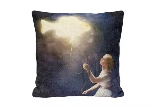 Подушка золотая рыбка (object desire) синий 45.0x45.0x15.0 см.