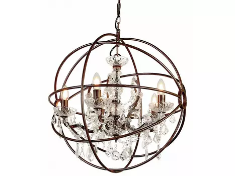 Подвесная люстра foucault s orb crystal (mak-interior) коричневый 60x60x60 см.