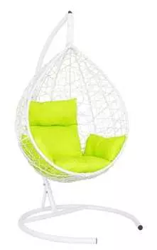 Подвесное кресло-кокон sevilla белый + каркас (подвесное кресло-кокон sevilla белый + салатовая подушка sev-1 208) (лаура) белый