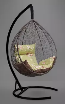 Подвесное кресло-кокон sevilla elegant коричневое с коричневой/зеленой подушкой (лаура) коричневый 110x195x110 см.