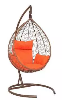 Подвесное кресло-кокон sevilla горячий шоколад + каркас (подвесное кресло-кокон sevilla горячий шоколад + оранжевая подушка sev-1 412) (лаура) коричневый