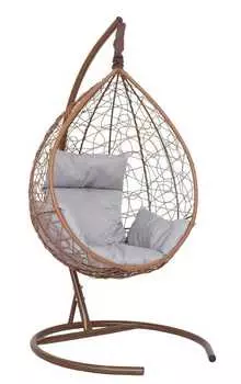 Подвесное кресло-кокон sevilla горячий шоколад + каркас (подвесное кресло-кокон sevilla горячий шоколад + светло-серая подушка sev-1 410) (лаура) коричневый