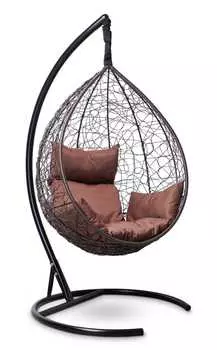 Подвесное кресло-кокон sevilla коричневое с коричневой подушкой (лаура) коричневый 110x195x110 см.