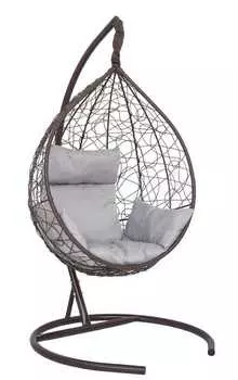 Подвесное кресло-кокон sevilla коричневый + каркас (подвесное кресло-кокон sevilla коричневый + красная подушка sev-1 306) (лаура) коричневый