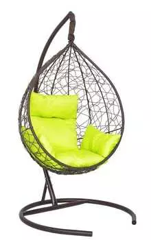 Подвесное кресло-кокон sevilla коричневый + каркас (подвесное кресло-кокон sevilla коричневый + салатовая подушка sev-1 308) (лаура) коричневый