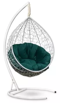Подвесное кресло sevilla verde velour белое с зеленой подушкой (лаура) белый 110x195x110 см.