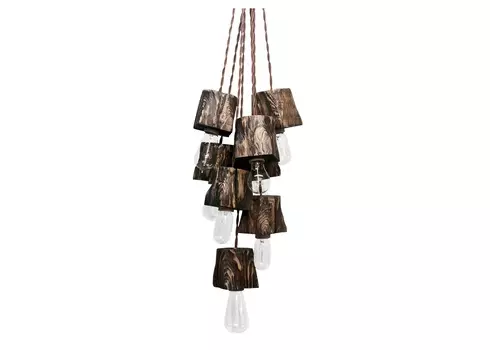 Подвесной светильник из дерева querk08 (ruwoo) коричневый 10x10x10 см.