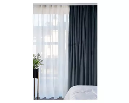 Портьера широкая с подкладом сшивная riviera-87 260см (garda decor) синий 260x275 см.