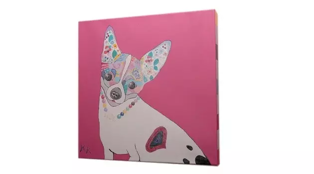 Постер собачка (кристина кретова) розовый 43x43x3 см.