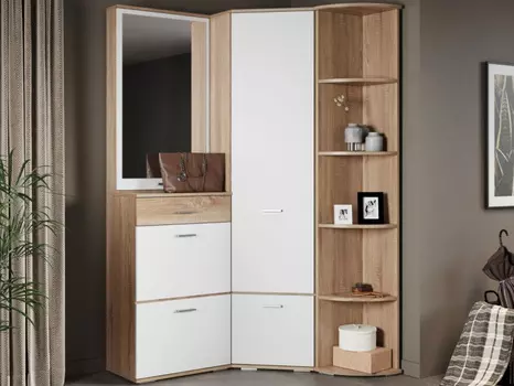 Прихожая «виола» угловая м, дуб сонома/белый (аврора) белый