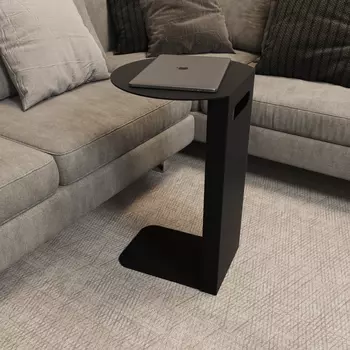 Приставной столик металлический kniso черного цвета (genglass) черный 40x60x35 см.