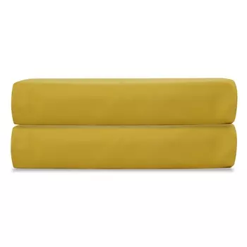 Простыня на резинке из сатина горчичного цвета 200*200 см (tkano) коричневый 200x3x200 см.