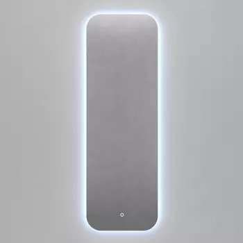 Прямоугольное зеркало с холодной подсветкой kuvino nf led m с сенсорной кнопкой (genglass) серый 49x149x2 см.