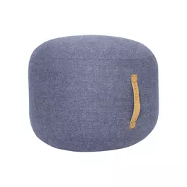 Пуф с кожаным ремешком herringbone (hubsch) голубой 35 см.