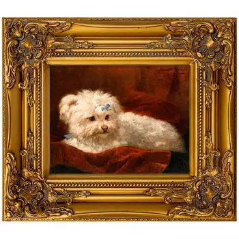 Репродукция картины «мальтийская болонка» (object desire) золотой 34x39x4 см.