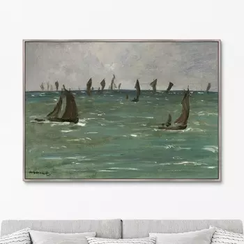 Репродукция картины на холсте boats at berck-sur-mer (картины в квартиру) зеленый 105x75 см.