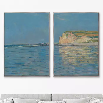 Набор из 2-х репродукций картин на холсте low tide at pourville (картины в квартиру) голубой 75x105 см.