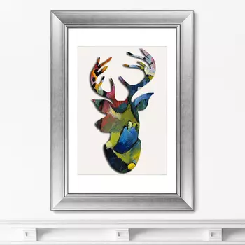 Репродукция картины в раме олень синий всадник , 2016г (картины в квартиру) мультиколор 50x70 см.