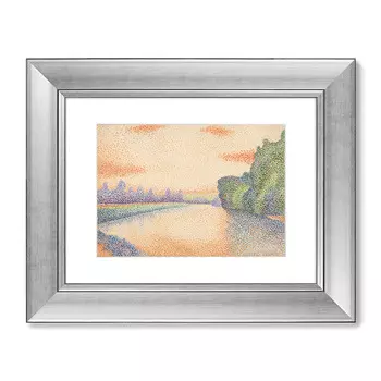 Репродукция картины в раме the banks of the marne at dawn , 1888г. (картины в квартиру) оранжевый 50x40 см.