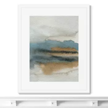 Репродукция картины в раме lakeside in the morning fog (картины в квартиру) мультиколор 42x52 см.