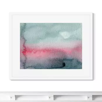 Репродукция картины в раме sunset on the river (картины в квартиру) мультиколор 42x52 см.