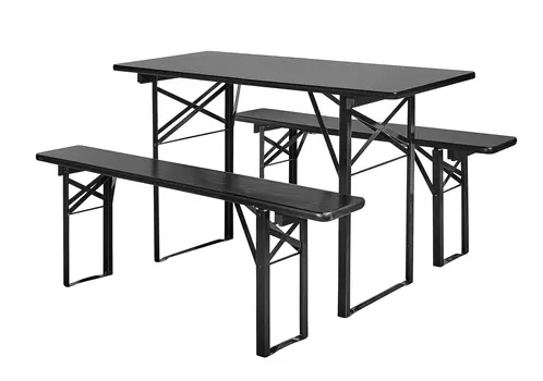 Садовый комплект из стола и двух скамей nordal (nordal) черный 60x75x160 см.