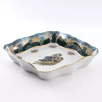 Салатник квадратный охота (queen s crown) зеленый 18x18 см.