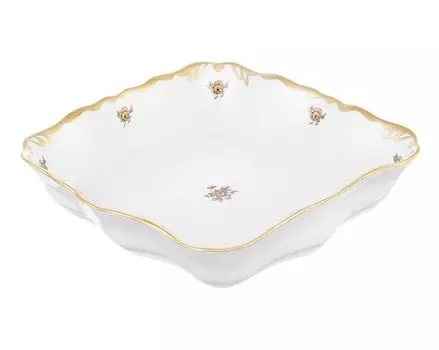 Салатник квадратный золотая роза (queen s crown) белый 23 см.