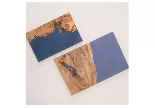 Сервировочная доска из карагача (wowbotanica) синий 26x17 см.