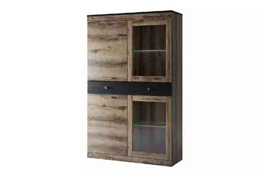 Шкаф с витриной jagger 2v2d1s (анрэкс) коричневый 159x159x35 см.