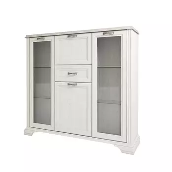 Шкаф с витриной monako 2v2d1s (анрэкс) белый 144x131x37 см.