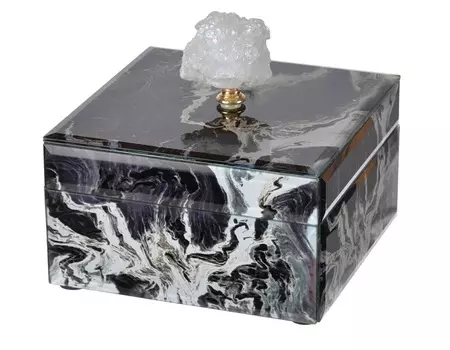 Шкатулка декоративная (glasar) черный 15.0x13.0x15.0 см.