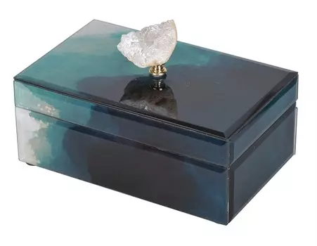 Шкатулка (glasar) синий 13.0x13.0x21.0 см.