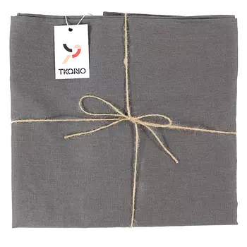 Скатерть на стол из умягченного льна еssential 143х143 (tkano) серый 143.0x143.0 см.