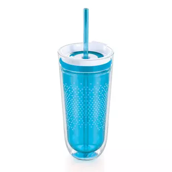 Стакан с двойными стенками travel (zoku) голубой 9x17x9 см.