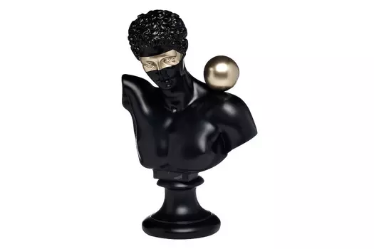 статуэтка античный бюст мужской (garda decor) черный 24x35x14 см.