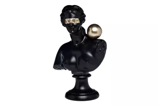 статуэтка античный бюст женский (garda decor) черный 21x35x14 см.