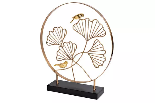 Статуэтка листья с золотыми птичками (garda decor) золотой 46x40 см.