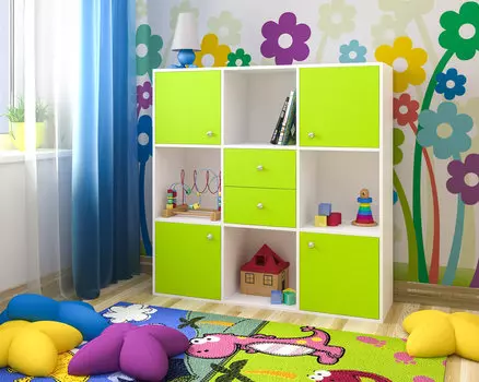 Стеллаж «джери» (ярофф) зеленый 1200x1200x350 см.