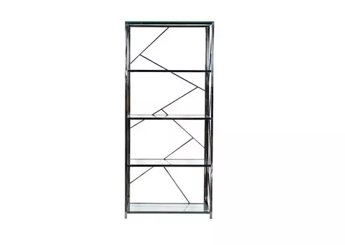 Стеллаж с прозрачным стеклом (хром) (garda decor) серый 80x180x35 см.
